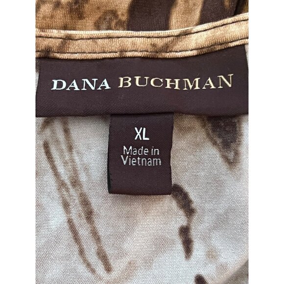 Dana Buchman XL Sleeveless Floral Printed Dress Brown Beige Comfortable Y2K - Picture 10 of 16